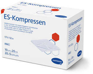 ES Compresse piegate e strisce tipo 17, sterili 8 strati 10 x 10 cm 25xP2