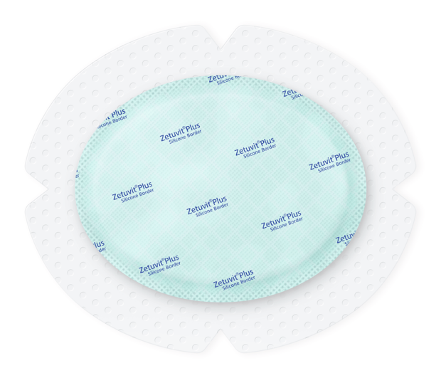 Zetuvit® Plus Silicone Border sterili, sigillate singolarmente 13 x 15.5 (7,5x10cm) cm Oval