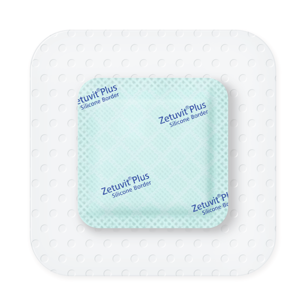 Zetuvit® Plus Silicone Border sterili, sigillate singolarmente 8 x 8 cm (3,5x3,5 cm