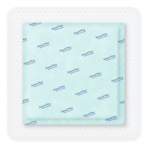 Zetuvit® Plus Silicone Border sterili, sigillate singolarmente 17.5 x 17.5 (12,1x12,1) cm