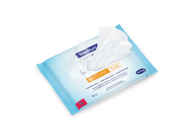 Lingettes Sterillium pour les mains et les surfaces 2in1 wipes à 15 lignettes