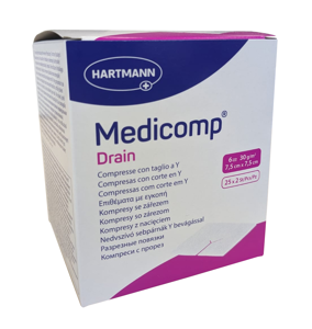Medicomp® Drain Compressa fessurata sterile 6 strati, P25x2 7,5 x 7,5 cm