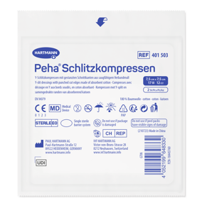 Peha Schlitzkompresse steril 17-fädig, 12-fach, Schlitzkompresse 7.5 x 7.5 cm 50xP2