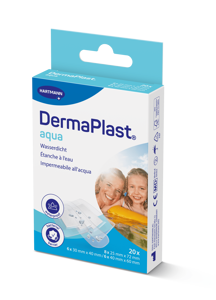 DermaPlast® Aqua Pansements résistants à l'eau Family, strips emballés individuellement 3 grandeurs assorties