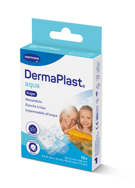DermaPlast® Aqua Pansements résistants à l'eau Aqua Finger Mix 3 grandeurs assorties