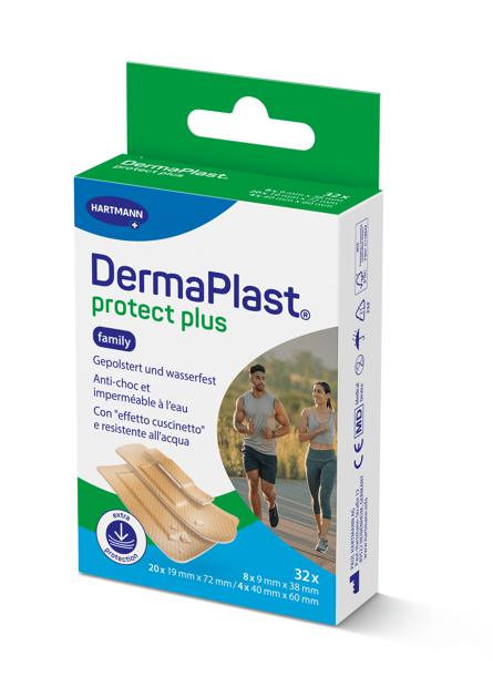 DermaPlast® Protect Plus Pflaster Family Packung Strips, einzeln verpackt 3 Grössen, assortiert