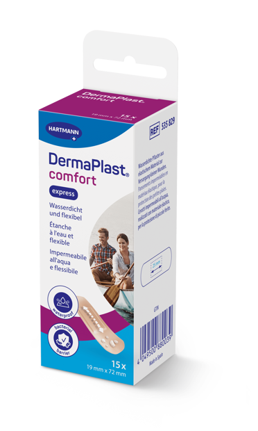 DermaPlast® Comfort Pflaster Express Packung Strips, einzeln verpackt 19 mm x 72 mm