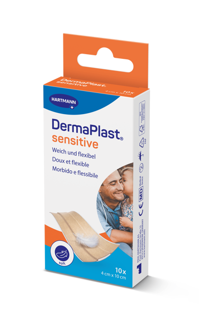 DermaPlast® Sensitive couleur chair pansement rapide, découpable 4 x 10 cm