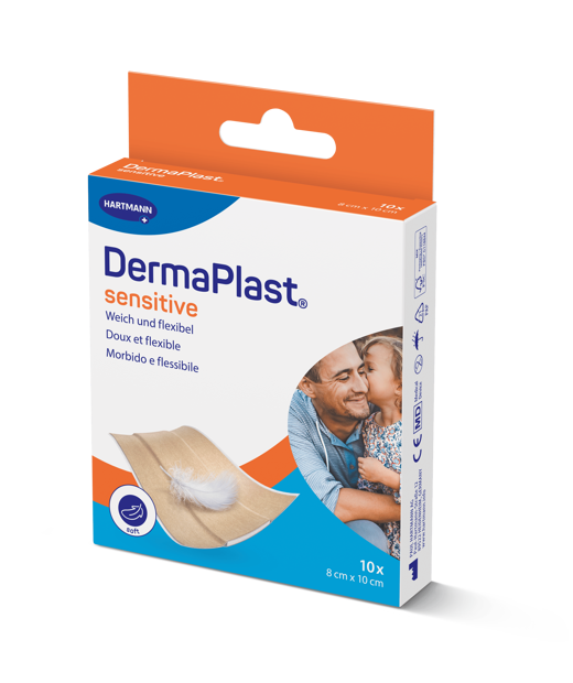 DermaPlast® Sensitive couleur chair pansement rapide, découpable 8 x 10 cm
