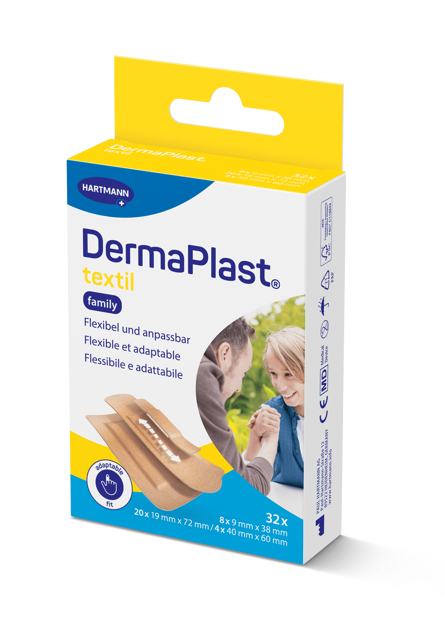 DermaPlast® Textil Cerotto Strips formato famiglia, in confezione singola 3 misure, assortite