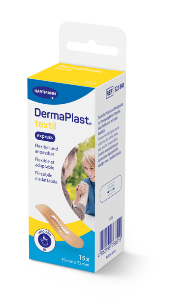 DermaPlast® Textil Pansement adhésif Express, strips en emballage individuel 19 x 72 mm