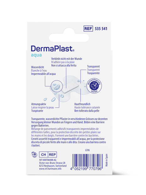 DermaPlast® Aqua Pansements résistants à l'eau Aqua Finger Mix 3 grandeurs assorties