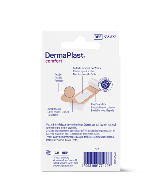 DermaPlast® Comfort Pansement adhésif Family, strips emballés individuellement 3 grandeurs assorties