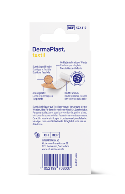 DermaPlast® Textil Cerotto Medicazione rapida, tagliabile a misura 4 x 10 cm