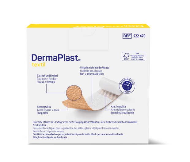 DermaPlast® Textil Pflaster Wundschnellverband, zuschneidbar 5 m x 4 cm