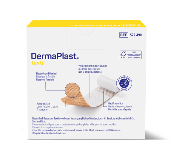 DermaPlast® Textil Pansement adhésif pansement rapide, découpable 5 m x 8 cm