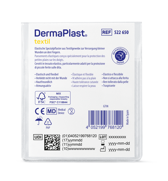 DermaPlast® Textil Pansement adhésif pansement pour doigts 2 x 16 cm