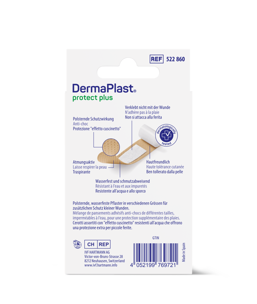 DermaPlast® Protect Plus Pflaster Family Packung Strips, einzeln verpackt 3 Grössen, assortiert