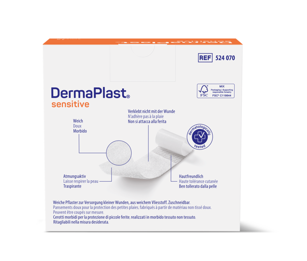 DermaPlast® Sensitive bianco Medicazione rapida, tagliabile a misura 5 m x 4 cm, bianco