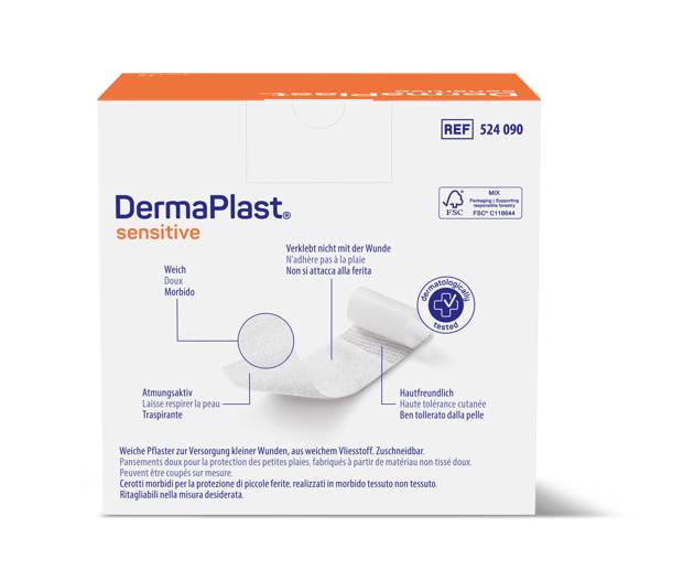 DermaPlast® Sensitive bianco Medicazione rapida, tagliabile a misura 5 m x 8 cm, bianco