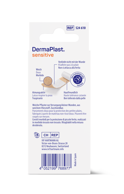 DermaPlast® Sensitive couleur chair pansement rapide, découpable 4 x 10 cm
