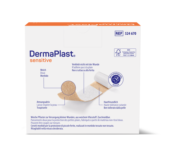 DermaPlast® Sensitive couleur chair pansement rapide, découpable 5 m x 4 cm