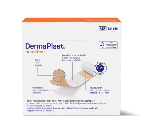 DermaPlast® Sensitive couleur chair pansement rapide, découpable 5 m x 6 cm