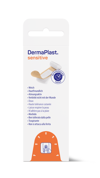 DermaPlast® Sensitive couleur chair Express, strips en emballage individuel 19 mm x 72 mm