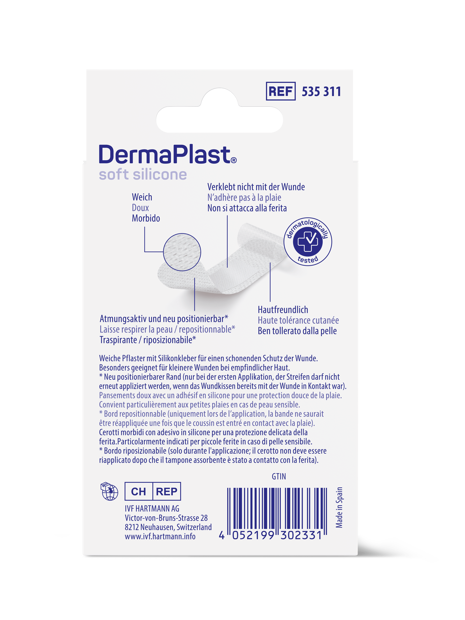 DermaPlast® Soft Silicone Pansement adhésif Strips 2 tailles