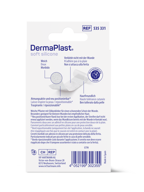 DermaPlast® Soft Silicone Wundpflaster Wundschnellverbände, zuschneidbar 6 x 10 cm