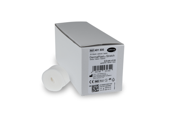 DermaPlast® Stretch Benda elastica sfuso in scatola pieghevole, bianco 4 m x 2,5 cm