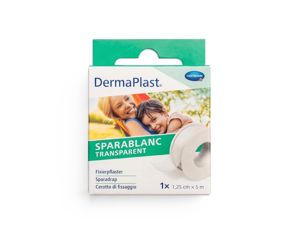 DermaPlast® Sparablanc Transparent Pansement de fixation Distributeur clip 5 m x 1.25 cm
